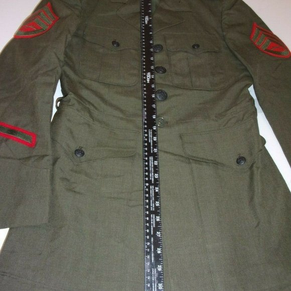 VIETNAM ERA USMC MARINE CORP SERVICE ALPHA COAT GREEN UNIFORM JACKET 37R LD 307 - Picture 5 of 9